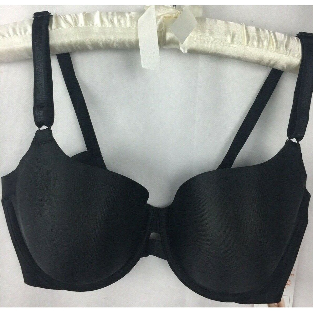 Warners Womens Bra Sz 36D‎ No Side Effects 01356 Elastic Free UW Black C19